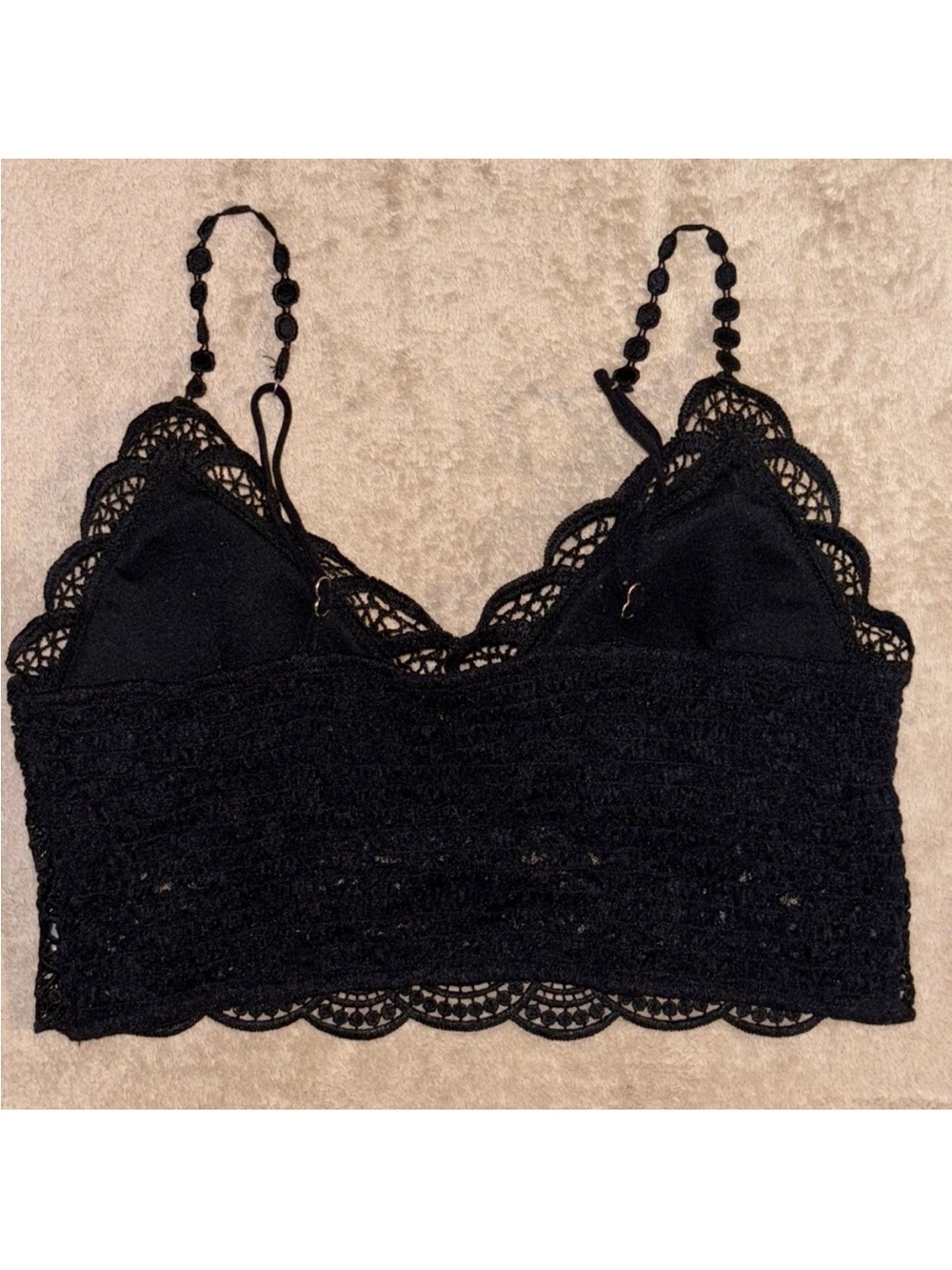 True Black Women’s Lace Bralette Medium Crop Top